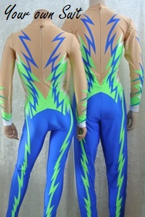 achterkant groen met blauwe acrogympakken_Acrogym_Suit for Acrobatic Gym_Jumpsuit_Vaulting suit_Voltigieranzug