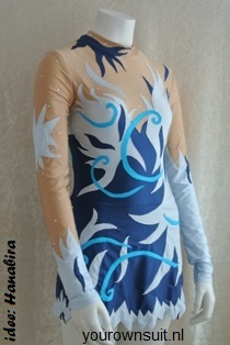 Zijkant meerdere kleuren blauw ritmische Gympak_rhythmic gymnastic leotard