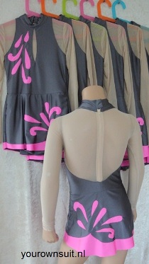 Grijs met rozeGroepspakken Ritmische Gym_rhythmic gymnastic leotard