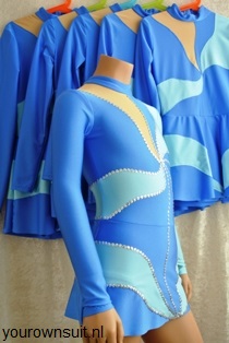 Blauwe groepspakken voor ritmische Gympak_rhythmic gymnastic leotard