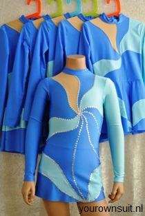 Blauwe groepspakken voor ritmische Gympak_rhythmic gymnastic leotard