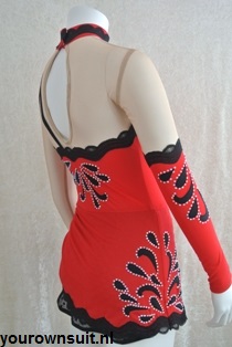 Achterkant Spaans rood ritmische Gympak_rhythmic gymnastic leotard