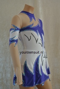 Wit met paars ritmisch Gympakje_rhythmic gymnastic leotard