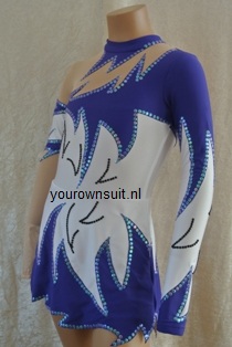 Wit met paars ritmisch Gympakje_rhythmic gymnastic leotard