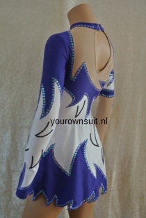 Wit met paars ritmisch Gympakje_rhythmic gymnastic leotard