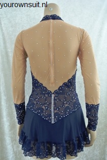 achterkant met blauw kant ritmische gympakje voor tango muziek_RG pakje_rhythmic gymnastic leotard