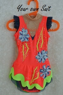 voorkant neon oranje mini ritmische gympakje_rg pakje_rhythmic gymnastic leotard