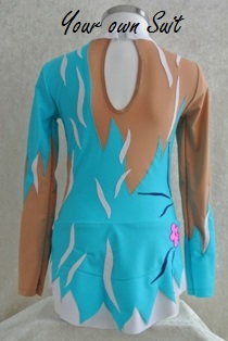 achterkant blauw met wit en roze bloemen ritmische gympakje_rg pakje_rhythmic gymnastic leotard