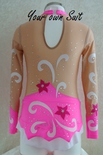 achterkant rose met wit en rode bloemen ritmische gympakje_rg pakje_rhythmic gymnastic leotard