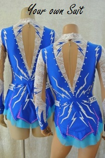 achterkant blauw met wit kant acrogympakje_acrobatics gymnastic leotard