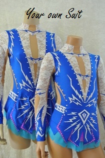 voorkant blauw met wit kant acrogympakje_acrobatics gymnastic leotard