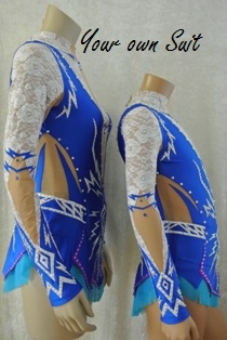 zijkant blauw met wit kant acrogympakje_acrobatics gymnastic leotard