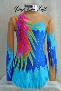 voorkant blauw met roze ritmische gympakje_rg pakje_rhythmic gymnastic leotard