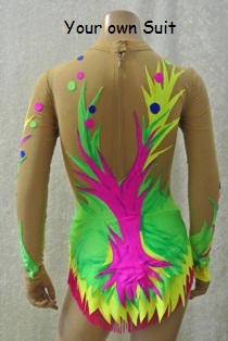 achterkant neon kleurig ritmische gympakje met stippen_rgpakje_rhythmic gymnastic leotard