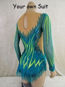 achterkant rg leotard, Rhythmic gymnastic leotard, Ritmisch gym pakje met rokje, rg pakje