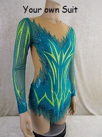 Zijkant rg leotard, Rhythmic gymnastic leotard, Ritmisch gym pakje met rokje, rg pakje