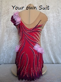 red rhythmic gymnastic leotard for sale (rg pakje te koop)